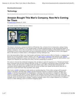 Amazon Bought This Man's Company. Now He's Coming for Them by Brad Stone January 07, 2015