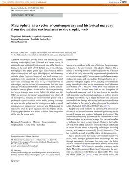Macrophyta As a Vector of Contemporary and Historical Mercury from the Marine Environment to the Trophic Web