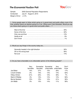 The Economist/Yougov Poll