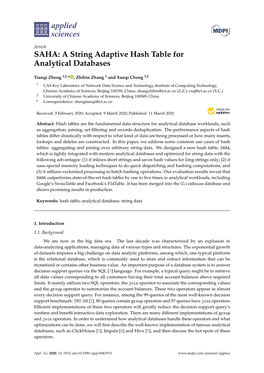 SAHA: a String Adaptive Hash Table for Analytical Databases