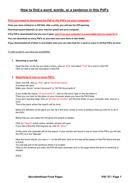 How to Find a Word, Words, Or a Sentence in This Pdf's