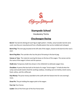 Stampede School Vocabulary Terms Chuckwagon Racing