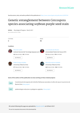 Genetic Entanglement Between Cercospora Species Associating Soybean Purple Seed Stain