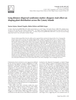 Long-Distance Dispersal Syndromes Matter: Diaspore– Trait Effect on Shaping Plant Distribution Across the Canary Islands