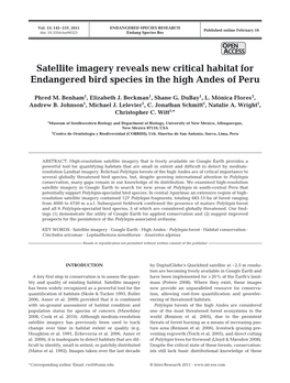 Satellite Imagery Reveals New Critical Habitat for Endangered Bird Species in the High Andes of Peru