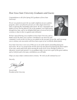 Dear Iowa State University Graduates and Guests
