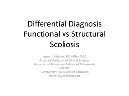 Differential Diagnosis Functional Vs Structural Scoliosis