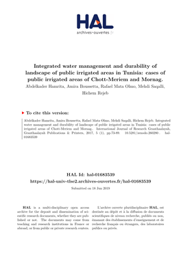 Cases of Public Irrigated Areas of Chott-Meriem and Mornag