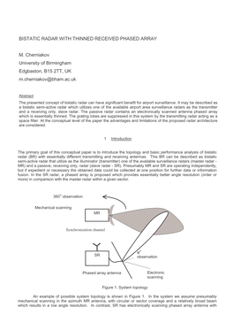 Bistatic Radar with Thinned Receiving Phased Array for Airports Surveillance