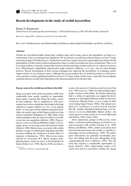 Recent Developments in the Study of Orchid Mycorrhiza