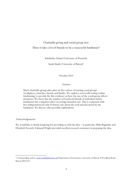 Charitable Giving and Social Group Size: Does It Take a Lot of Friends to Be a Successful Fundraiser?