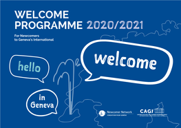 PROGRAMME 2020/2021 for Newcomers to Geneva’S International