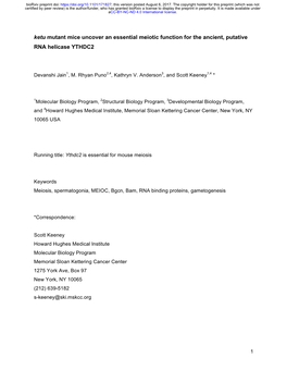 Ketu Mutant Mice Uncover an Essential Meiotic Function for the Ancient, Putative RNA Helicase YTHDC2