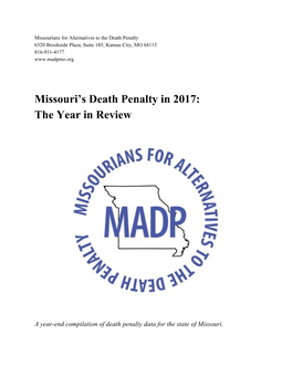 Missouri's Death Penalty in 2017: the Year in Review