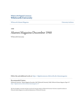 Alumni Magazine December 1948 Whitworth University