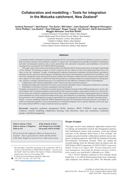 Tools for Integration in the Motueka Catchment, New Zealand