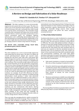 A Review on Design and Fabrication of a Solar Roadways