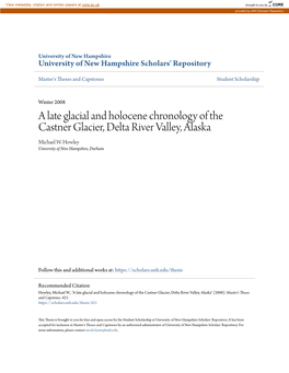 A Late Glacial and Holocene Chronology of the Castner Glacier, Delta River Valley, Alaska Michael W