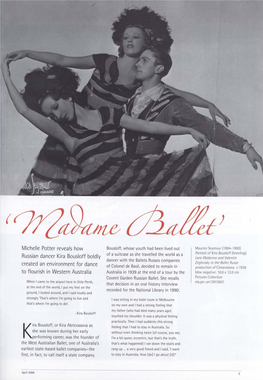 Madame Ballet' As Establish a Perth-Based Ballet Company Western Australian Author Ffion Murphy As a Result of Those Who Had Prepared the Ground for Her