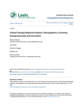 Central Georgia Regional Analysis: Demographics, Economy, Entrepreneurship and Innovation