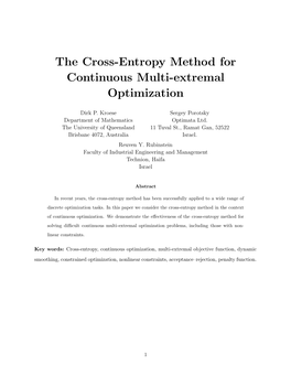 The Cross-Entropy Method for Continuous Multi-Extremal Optimization