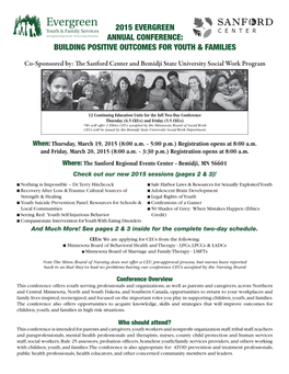2015 Evergreen Annual Conference: Building Positive Outcomes for Youth & Families