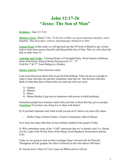 John 12:17-26 “Jesus: the Son of Man”