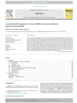 A Practical Qpcr Approach to Detect TERRA, the Elusive Telomeric Repeat-Containing RNA ⇑ Marianna Feretzaki, Joachim Lingner