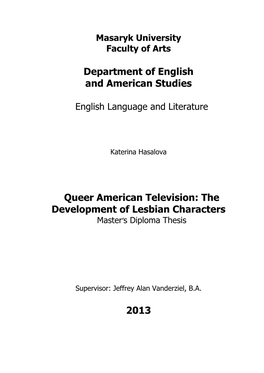 Department of English and American Studies Queer