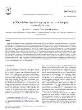 Kclo4 Inhibits Thyroidal Activity in the Larval Lamprey Endostyle in Vitro