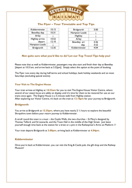 The Flyer – Your Timetable and Top Tips Not Quite Sure What You'd Like