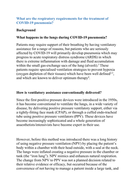 What Are the Respiratory Requirements for the Treatment of COVID-19 Pneumonia?