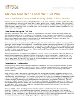 African Americans and the Civil War Source Set Teaching Guide