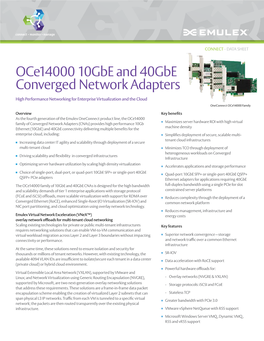 Oce14000 10Gbe and 40Gbe Converged Network Adapters And