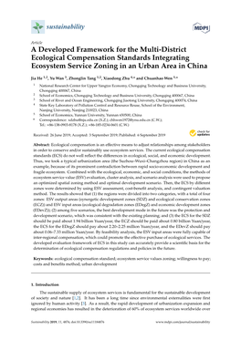 A Developed Framework for the Multi-District Ecological Compensation Standards Integrating Ecosystem Service Zoning in an Urban Area in China