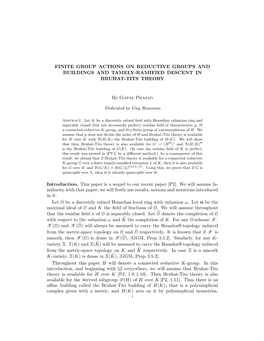 FINITE GROUP ACTIONS on REDUCTIVE GROUPS and BUILDINGS and TAMELY-RAMIFIED DESCENT in BRUHAT-TITS THEORY by Gopal Prasad Dedicat