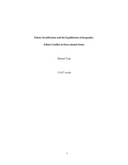 1 Ethnic Stratification and the Equilibrium of Inequality: Ethnic