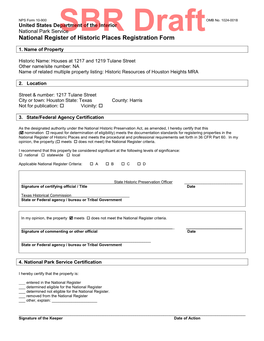 National Register of Historic Places REGISTRATION FORM NPS Form 10-900 OMB No