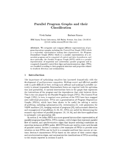 Parallel Program Graphs and Their Classi Cation