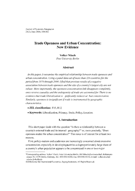 Trade Openness and Urban Concentration: New Evidence