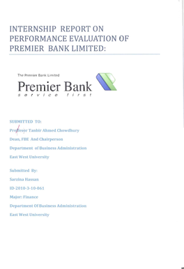 Department of Premier Bank Limited