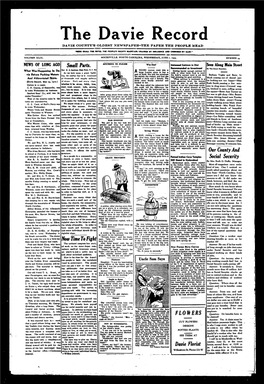 The Davie Record DAVIE COUNTY’S OLDEST NEWSPAPER-THE PAPER the PEOPLE READ
