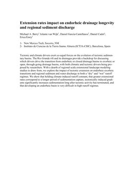 Extension Rates Impact on Endorheic Drainage Longevity and Regional Sediment Discharge