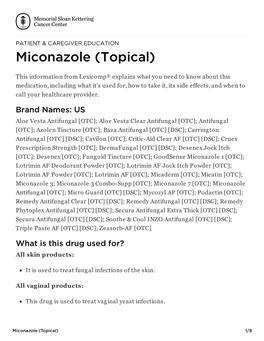 Miconazole (Topical) | Memorial Sloan Kettering Cancer Center