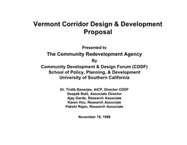 Vermont Corridor Design & Development Proposal