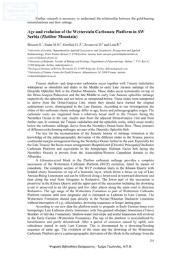 Age and Evolution of the Wetterstein Carbonate Platform in SW Serbia (Zlatibor Mountain)