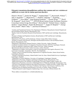 Polygenic Transmission Disequilibrium Confirms That Common and Rare Variation Act Additively to Create Risk for Autism Spectrum Disorders