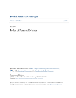 Index of Personal Names