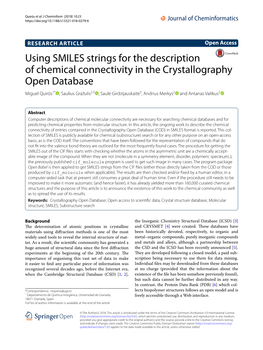 Using SMILES Strings for the Description of Chemical Connectivity in the Crystallography Open Database