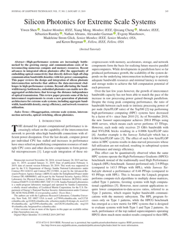 Silicon Photonics for Extreme Scale Systems